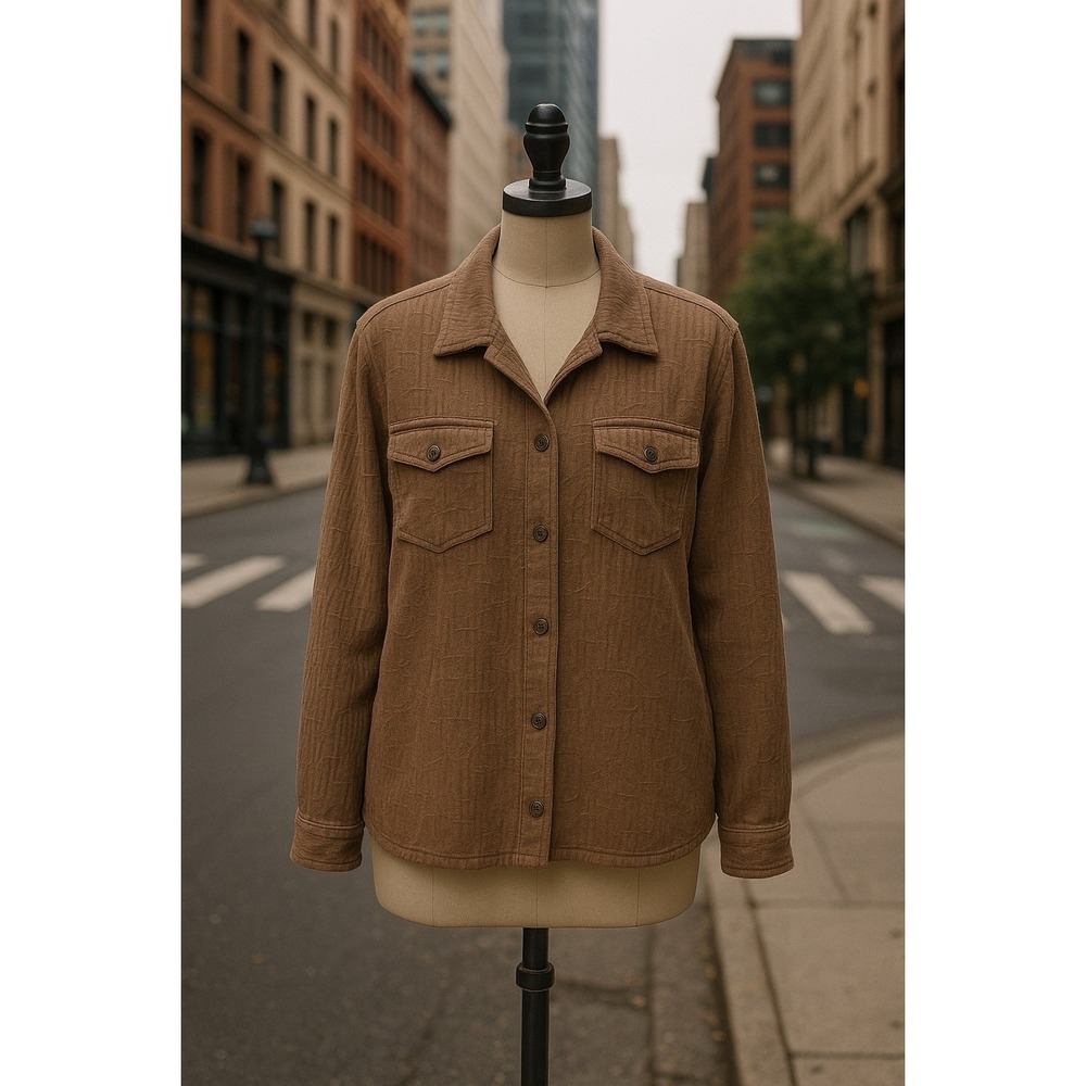 Focus Casual Lifestyle Collection Button Jacket Sz XL Texture Brown